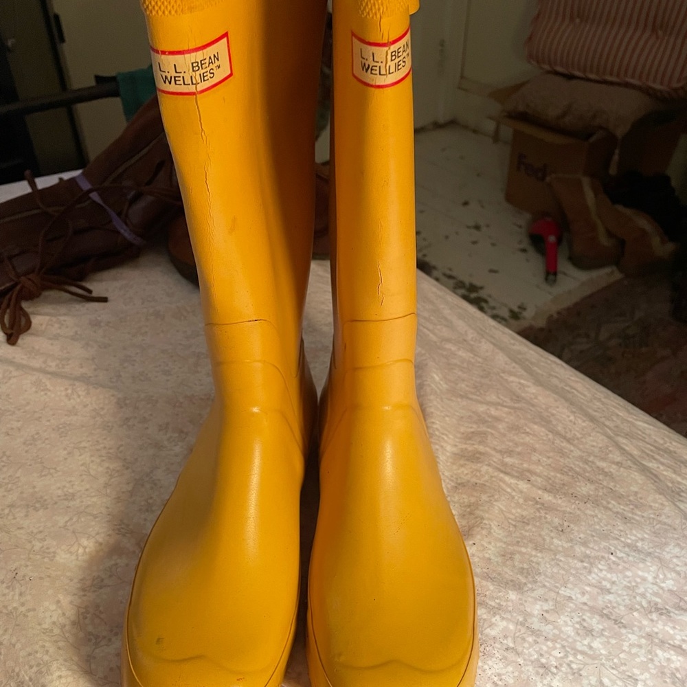 LL Bean wellies. Yellow.